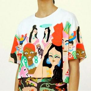 Zara Women In Art Miranda Makaroff Crop Top (M)